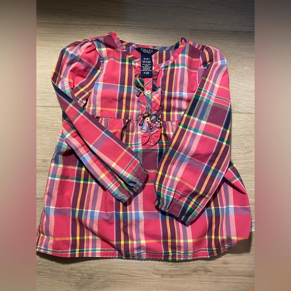 Chaps Kids Plaid Shirt - Red and Blue